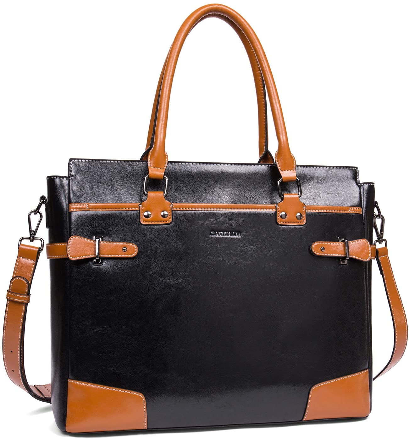 Leather Briefcase Messenger 15.6 Inch Laptop Satchel Bags for Women