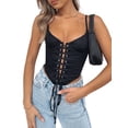 thumbnail image 3 of Pudcoco Women Close-fitting Bandage Camisole, Solid Color V-neck Tanks, 3 of 7