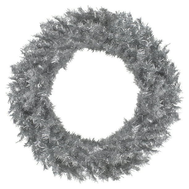 36" Silver Tinsel Artificial Christmas Wreath, Unlit
