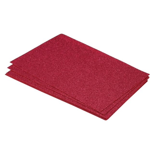Unique Bargains Draps en Feutre Doux Pailletés Rose Rouge 11.8 x 7.8 Pouces 6 Pcs