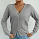 thumbnail image 4 of Suéter de cuello en V para mujer, suéter de punto de color liso con cuello en V, cárdigan con botones, blusa para mujer, 4 of 8