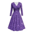 thumbnail image 4 of DHFJKG Sparkly Sequin Party Dress For Women Mid Length Deep V Neck Long Sleeve Clubwear Ruched Waist Flowy Trendy Dresses, 4 of 5