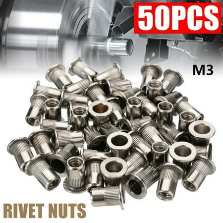 

Fule 50Pcs M6-M10 Thread Stainless Steel Flat Head Rivet Nut Insert Nutsert Pack