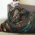 thumbnail image 4 of Tribal Native Eagle Symbols Black Throw Blanket Soft Warm Cozy Fluffy Flannel Fleece Cover for Couch Bed Sofa Chair 60x50, 4 of 4