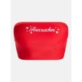 thumbnail image 6 of No Boundaries Embroidered Red Bandeau Cropped Tankini Swim Top, Women's XXS-XXL, 6 of 6