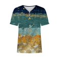 thumbnail image 4 of Fiudx Ofertas Flash Del Día Camiseta de Manga Corta con Cuello En V y Botones Estampados Informales de Verano para Mujer, 4 of 5