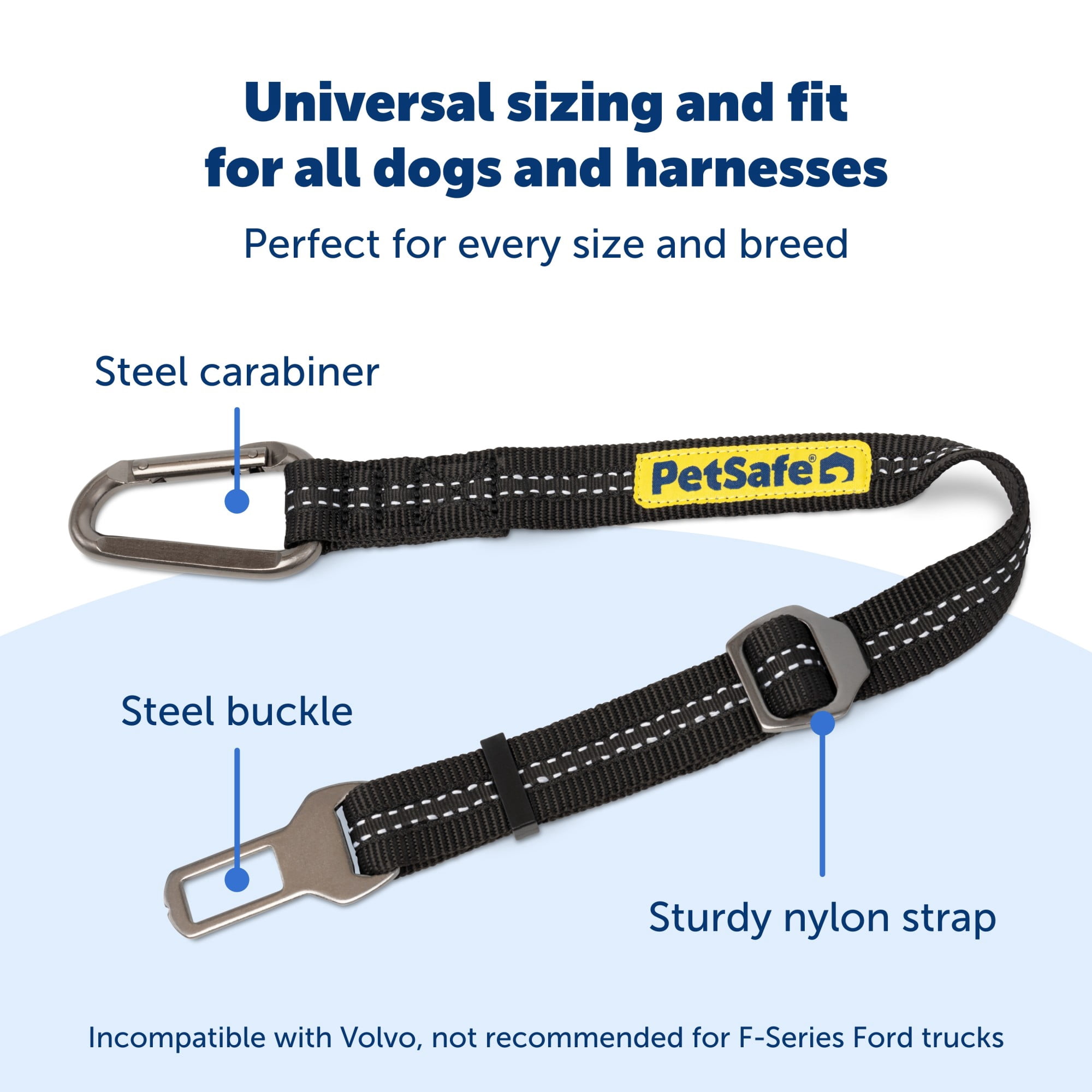 (6 pack) PetSafe Safety Seatbelt Tether for Dogs, for any Pet Harness, Easy Installation, Nylon/Steel, Black