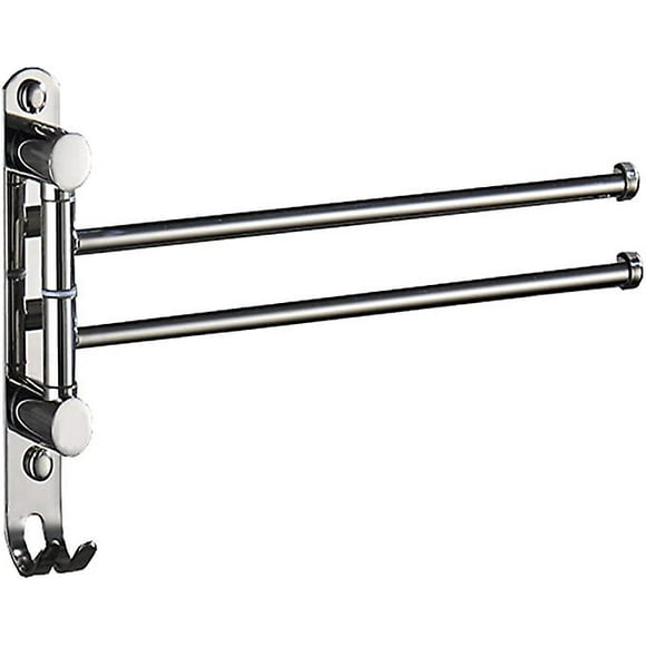 Bathroom Towel Rail with 2 Bars 180°Rotating Towel Rails in SUS304 Stainless Steel Wall Mounted Towel Rail for Bathroom Kitchen Sink (Chrome Silver)32