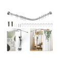 thumbnail image 2 of Tubo para Cortina de Baño Extensible 100-150cm Y 80-110cm, 12 Ganchos Lab.G Plateado, 2 of 5