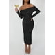 thumbnail image 5 of Vestido PRETTYGARDEN Maxi Bodycon con Hombros Descubiertos y Fruncido Negro M, 5 of 8