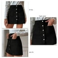 thumbnail image 4 of Women High Waisted Button Corduroy Short Skirt A Line Mini Short Skirt With Pockets, 4 of 6