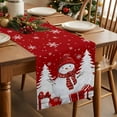 thumbnail image 3 of Xmas Happy Snowman Table Runner 13x90in Non-Slip Cotton Linen Table Runners, Christmas Tree Snowflakes on Red Dresser Scarves TableRunner for Dinner Kitchen Dining Wedding Party, 3 of 9