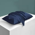 thumbnail image 4 of Zippered Satin Pillow Cases for Hair and Skin, Luxury King Hidden Zipper Pillowcases Set of 2, 20 x 36 Inches, Navy Blue, 4 of 7
