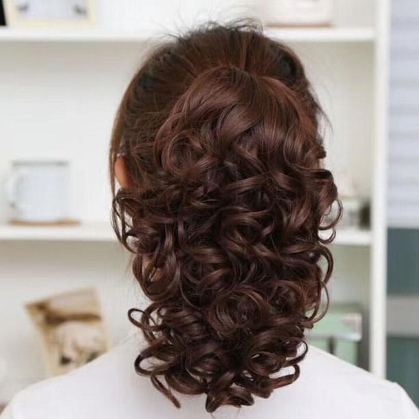Peluca de cola de caballo corta y rizada artificial para mujer: seda de alta temperatura, natural e invisible, añade volumen y longitud, fácil de cambiar de peinado.