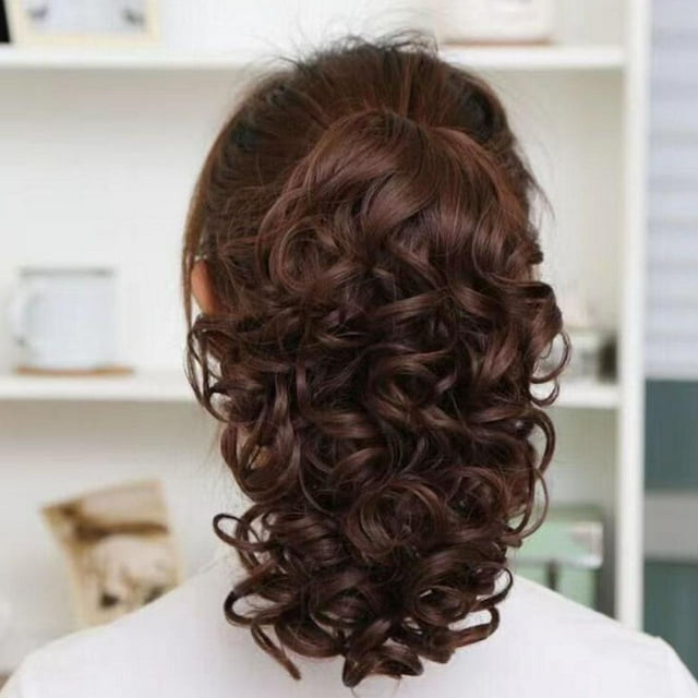 Rambut Palsu Ekor Kuda, Rambut Simulasi Super Kerinting, Aksesori Perempuan, Gaya Bunga Pendek Besar, Rambut Kerinting