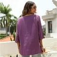 thumbnail image 5 of Women's Summer Boho Embroidery Mexican Bohemian Tops V Neck 3/4 Sleeve Causal Loose Shirt Blouse Tunic, 5 of 7