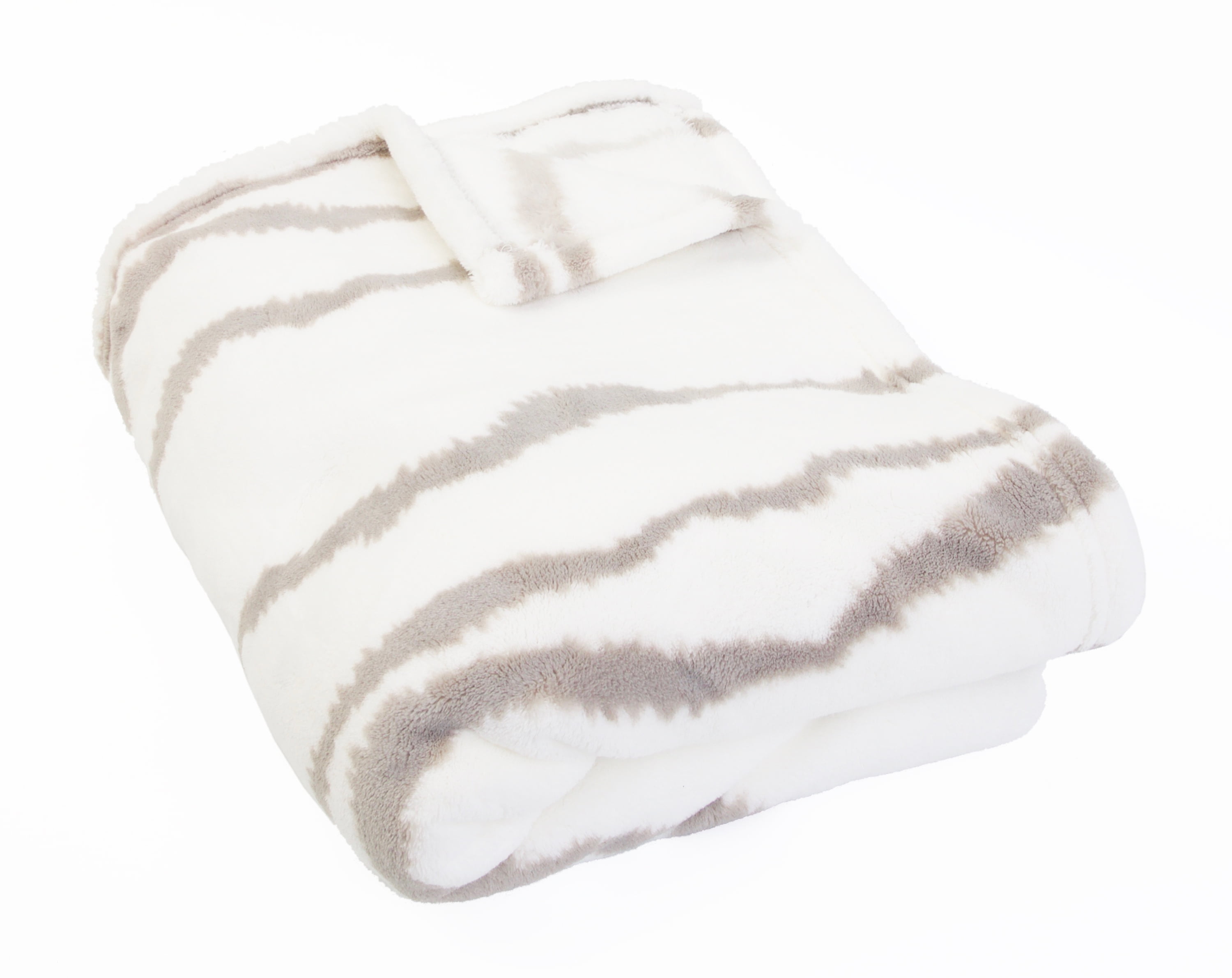 Style Studio Lasse Loft Fleece Throw, Gray and White, 50x70'
