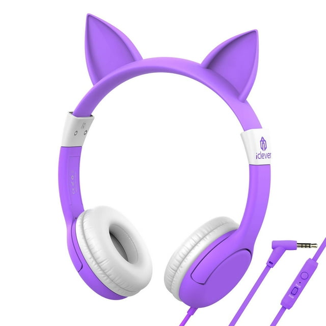 Auriculares iClever HS01 Food Grade Kids con micrófono, color morado
