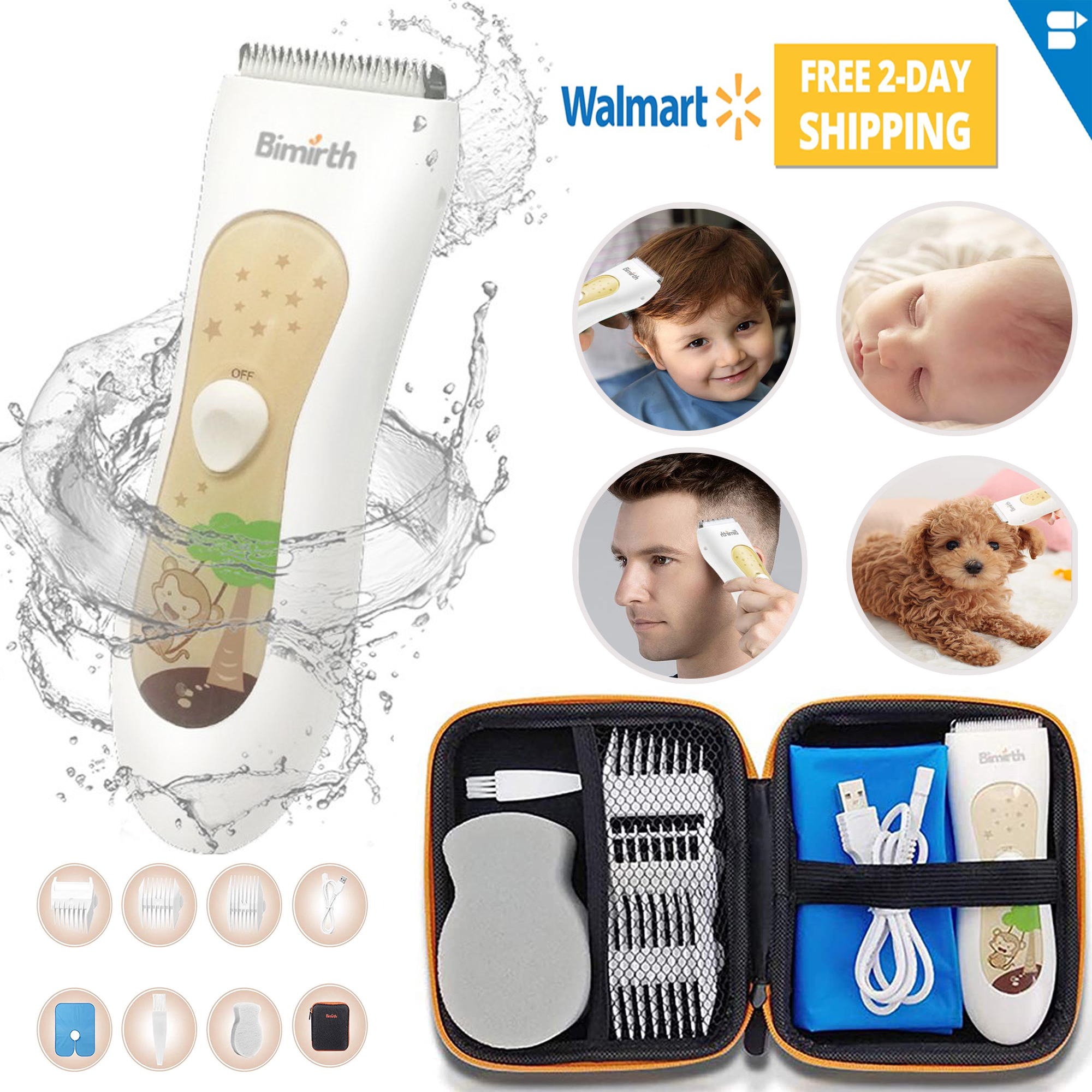Kids Hair Clipper Electric Baby Hair Clipper Kits Waterproof Quiet Hair Trimmer Shaver for