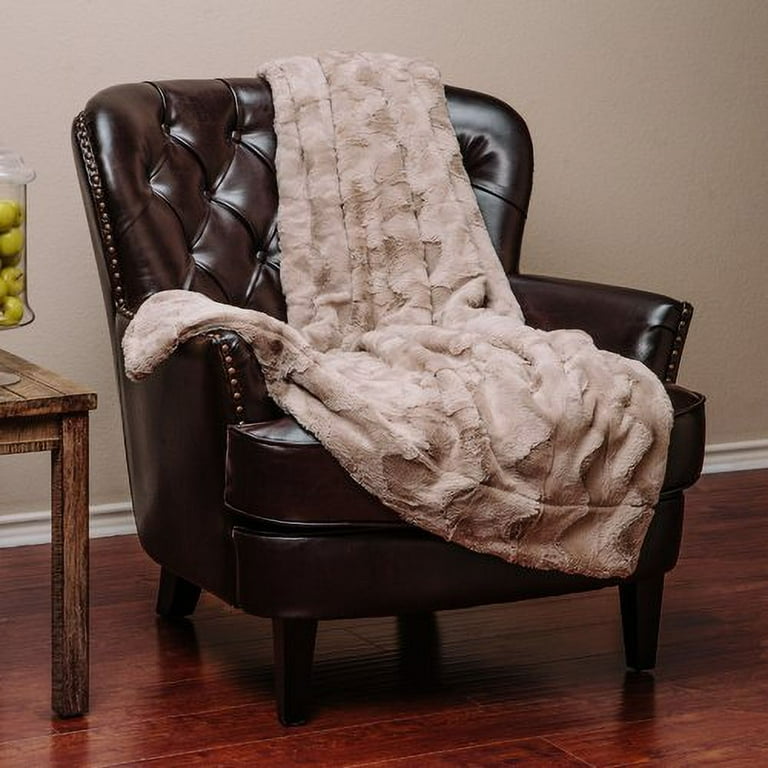 Chanasya Fur Throw Blanket for Bed Couch Chair Daybed Soft Wave Embossed Pattern Warm Elegant Cozy Fuzzy Fluffy Faux Fur Plush Suitable for Fall Winter Summer Spring 50 x 65