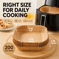 thumbnail image 4 of 200 pack 9 inch Square Disposable Air Fryer Liners, Unbleached Parchment Paper Made from Natural Wood Pulp, Non-Stick Oil-Proof Heat Resistant, Fits 5-8 Qt Basket, for Oven Microwave and Baking, 4 of 7