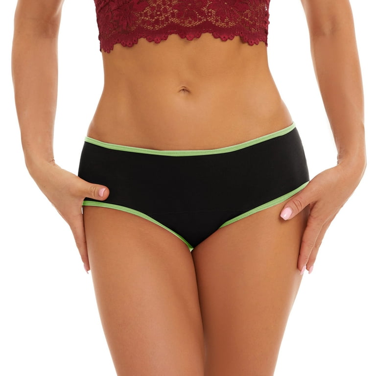 Zuwimk Womens Thong Underwear,Women’s Cotton Stretch Logo Bikini Panties  Green,M