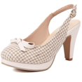 thumbnail image 1 of Sandalias ForeMode para mujer con forma de lazo, tacón de gatito, destalonado, color arena, 1 of 8