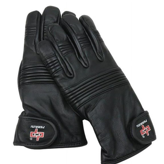 Shelter Heavy Duty Playboy Fabric Lining Perrini Black Cow Hide Leather Winter Gloves - Medium