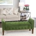 thumbnail image 2 of HomePop Velvet Storage Bench Settee, Green, 2 of 12