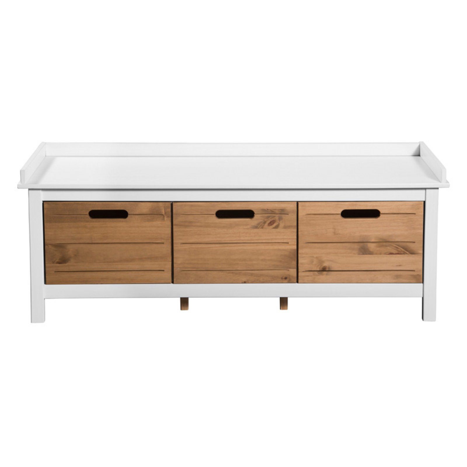 Irving Mid-Century Modern Rustic 3-Drawer Storage Bench ...
