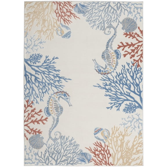 Nourison Pompeii PMP03 Indoor only Area Rug - Ivory/Multi 5'3" x 7'3"