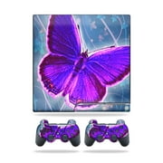 MightySkins Skin Compatible With Sony Playstation 3 PS3 Slim skins + 2 Controller skins Sticker Violet Butterfly