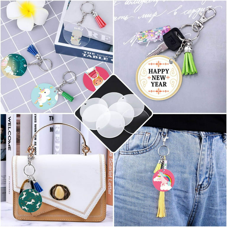Keychain Blanks, 120pcs Clear Keychains for Vinyl Kit Including 30pcs  Acrylic Blanks, 30pcs Keychain Tassels, 30pcs Key Chain Rings and 36pcs  Jump Rings for DIY Keychain Vinyl Crafting 