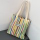 thumbnail image 1 of Bolsa De Hombro Bolsa de hombro para mujer, Bolsa de lona con rayas arcoíris, Bolsa de viaje, Bolsa de compras informal, Bolsa Sywqhk Para Estrenar, 1 of 3