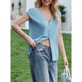 thumbnail image 3 of Women's Deep V-Neck Knit Sweater Vest - Sleeveless Button-Up Loose Fit Tops, 3 of 6
