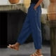 thumbnail image 1 of Karight Cotton Linen Pants for Women Summer Gauze Drawstring High Waisted Lounge Trouser Casual Beach Vacation Clothes, 1 of 5