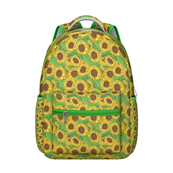 "Floral Sunflower Backpack - Wildflower Print School Backpack, Water-Resistant College Backpack with Spacious Pockets, Laptop Backpack for Work"