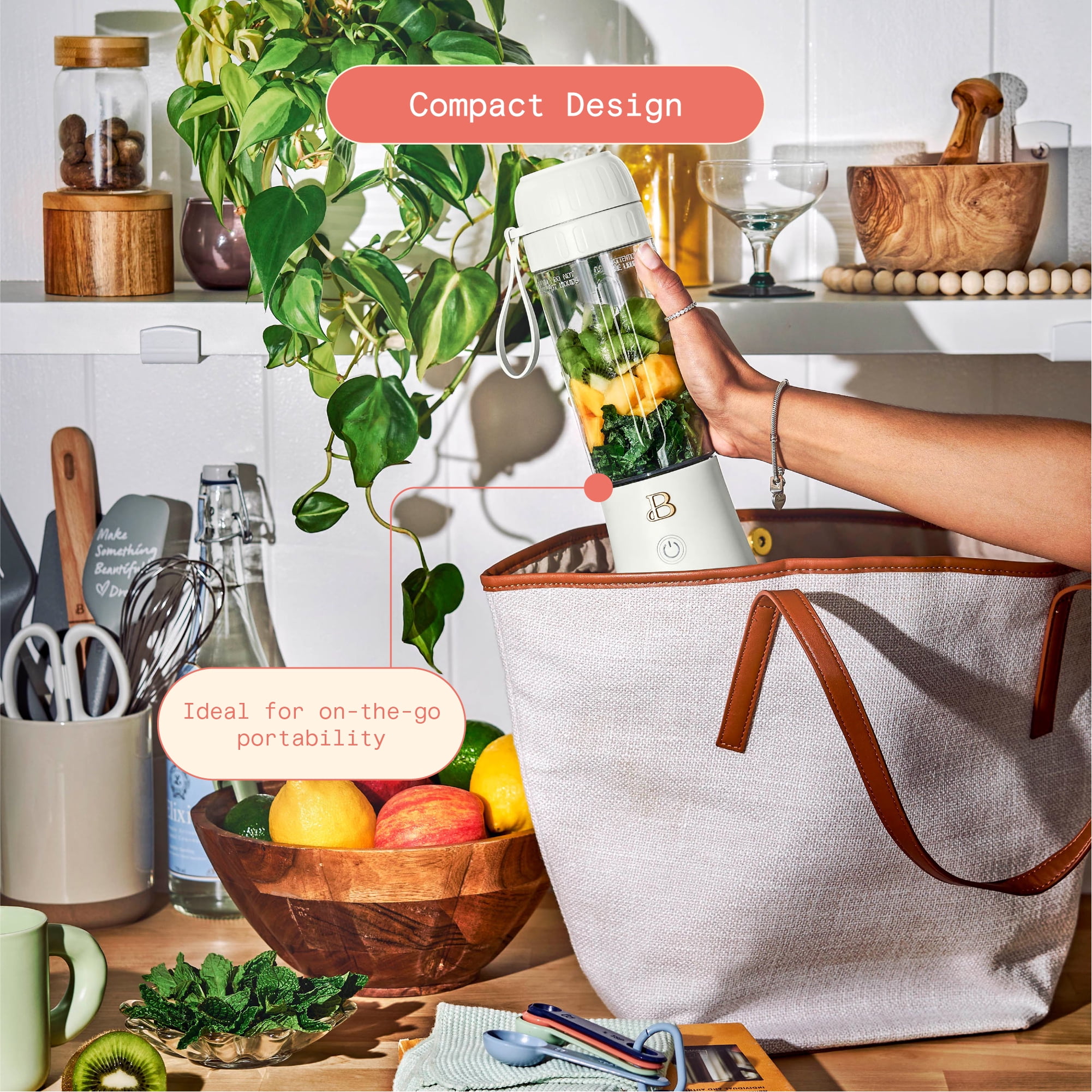Beautiful Portable to-Go Blender 2.0, 70 W, 16 oz, White Icing by Drew Barrymore
