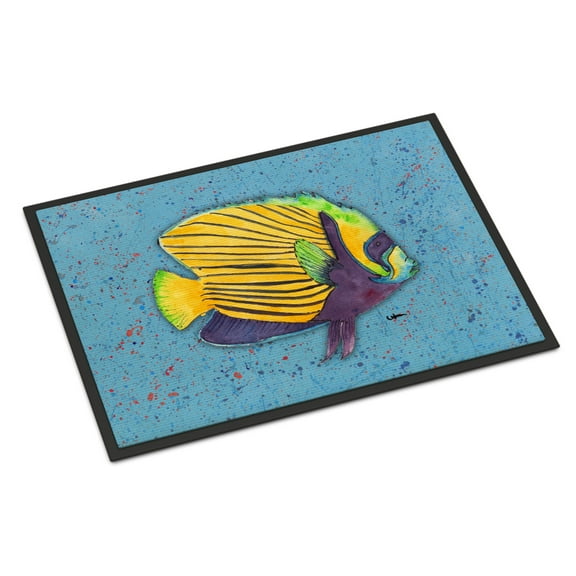 Carolines Treasures 8579JMAT Tropical Fish on Blue Doormat 24x36 36"L x 24"W multicolor