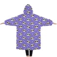 thumbnail image 2 of Oversized Wearable Blanket Hoodie,Purple Cartoon Cat Unicorn Pattern Sherpa Blanket Hoodie with Super Pockets,Super Warm Fuzzy Pullover for Women & Men, 2 of 6