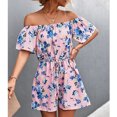 thumbnail image 4 of Mameluco De Verano, Mameluco Informal De Manga Corta Con Estampado De Cinturón Amigable Con La Piel Para Mujer Para Fiesta ANGGREK Rosa S, 4 of 6