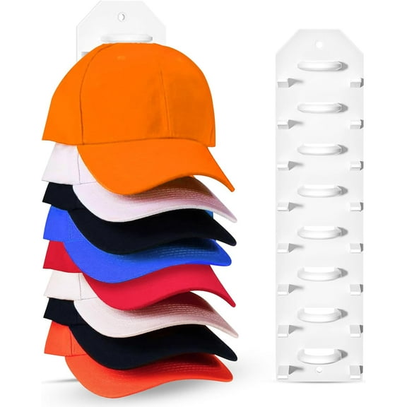 1 Pack Baseball Hat Rack,Hat Organizer for Baseball Caps,Compact Hat Holder Storage Organizer,Hat Hanger Strong Adhesive/Wall Drilled for Door,Bedroom,Closet(White-1pack)