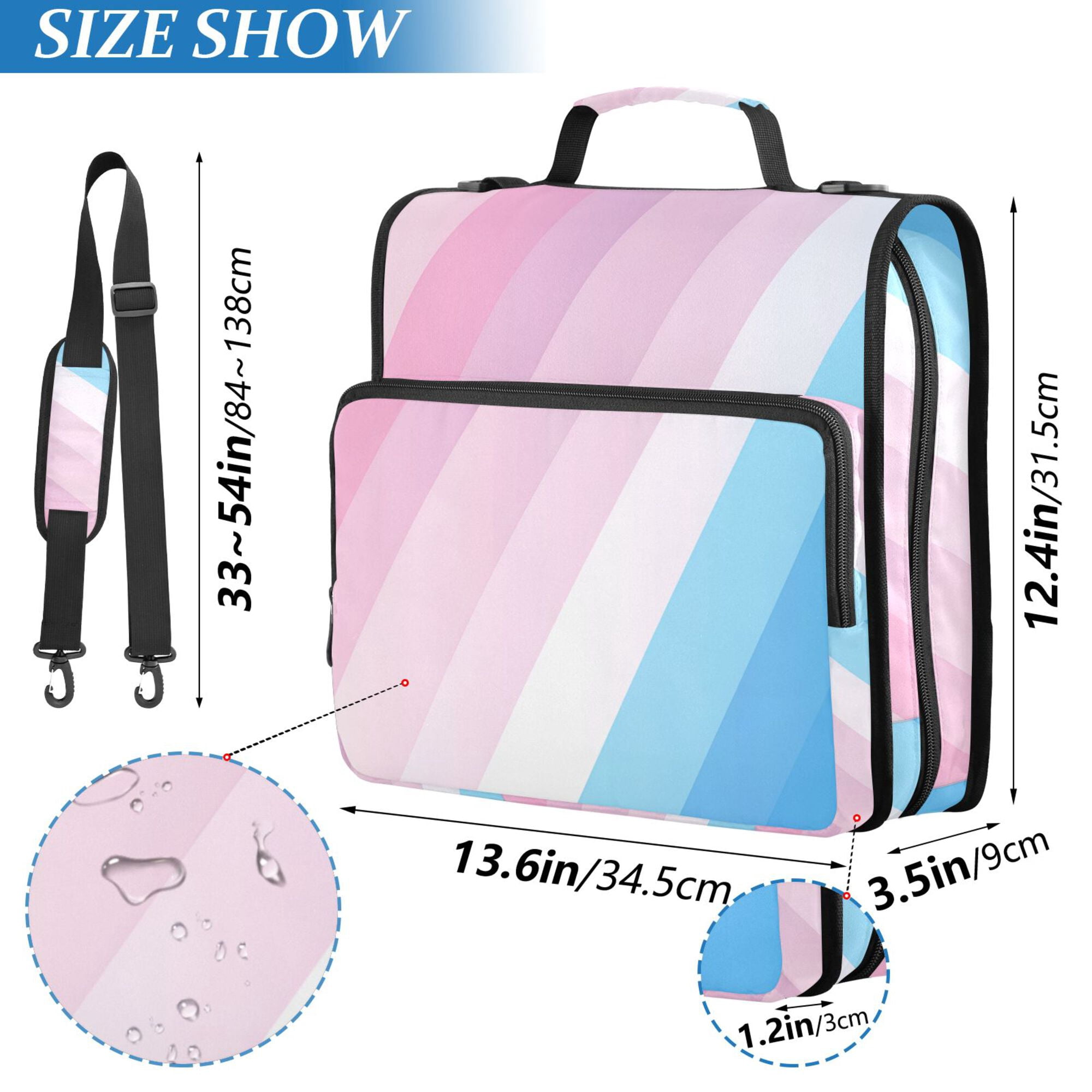 FORMRS Zipper Binder with Shoulder Strap 2-inch Ring 500 Sheet Capacity File Bag, Pink Gradient