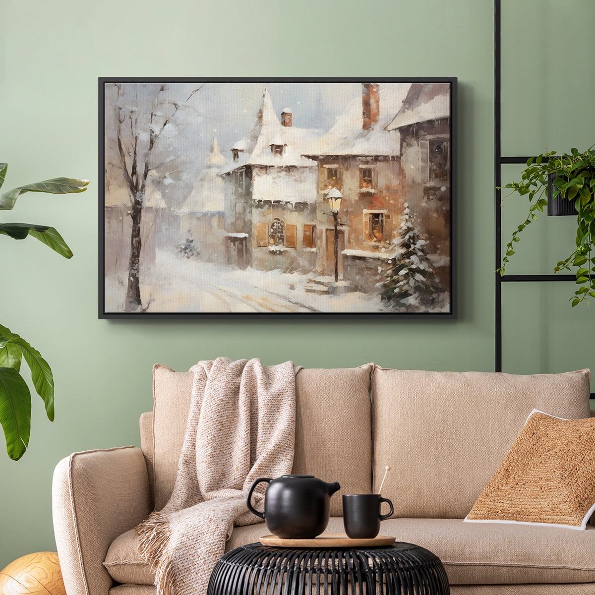Vintage Landscape-CCXX By Wexford Home Framed in Black Wood Gallery Wrapped Canvas 17 in. x 25 in.