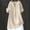 Beige, variant on Women's Half Button Henley Linen Tunic Shirt, Rollable Long Sleeve Dual Pocket Loose Oversized Top White S