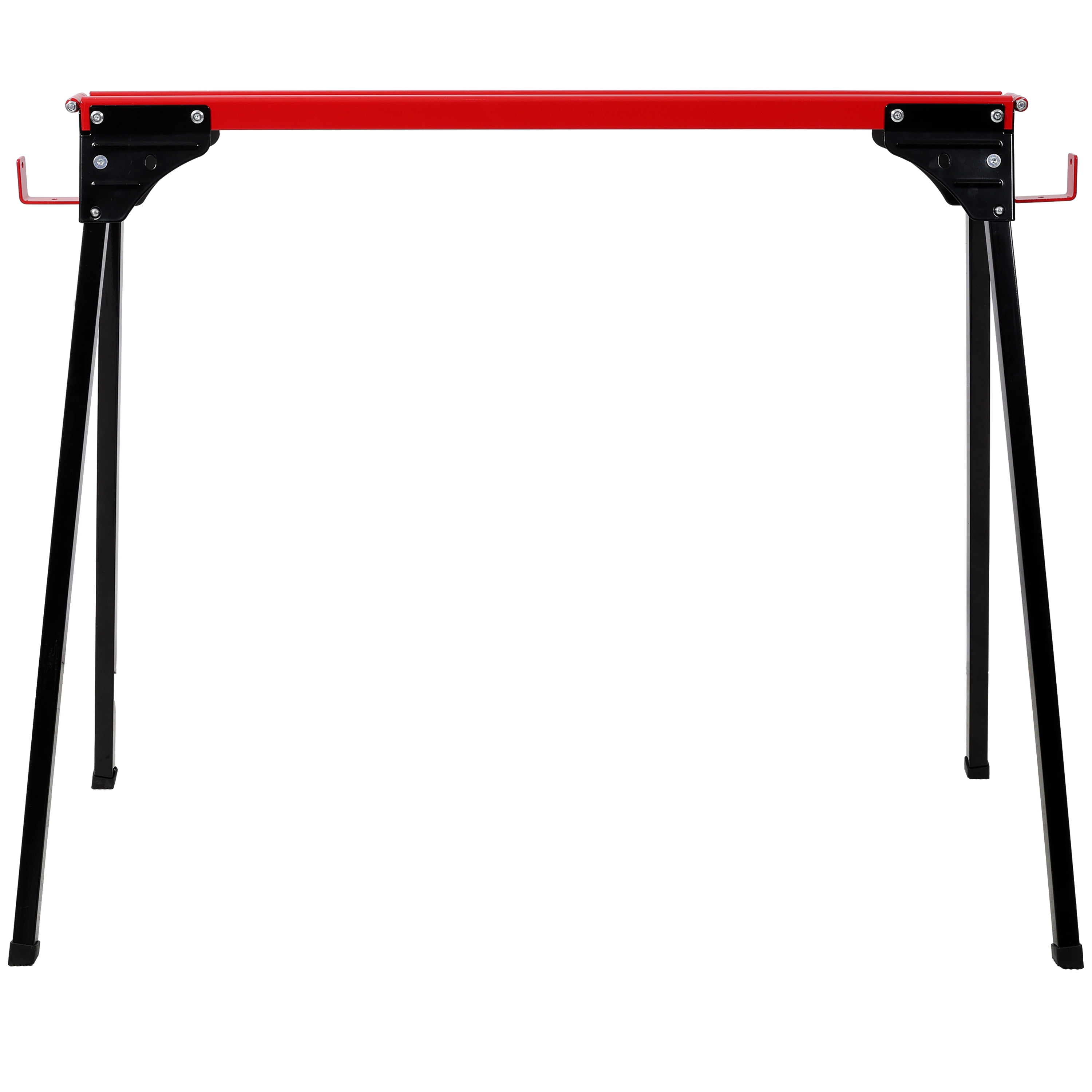, Saw Horses 2 Pack, Folding Portable Work Horse with Fast Open Legs, Heavy Duty Steel Sawhorse for Garage, Workshop, Fully Assembled, Black+Red ,Steel ,