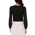 thumbnail image 3 of INSPIRE CHIC Women's Lace V Neck Chiffon Puff Sleeve Dressy Formal Leotard Bodysuit XL Black, 3 of 6