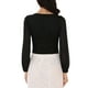 thumbnail image 3 of INSPIRAR CHIC Mono de Encaje de Cuello en V de Chifón con Mangas Abullonadas para Mujeres, Formal, Color Negro, 3 of 6