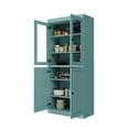 thumbnail image 2 of Palace Imports 100% Solid Wood Kitchen Pantry Storage Cabinet with Glass & Raised Panel Doors and Adjustable Shelves, 4-Door, Aqua Blue, 2 of 6
