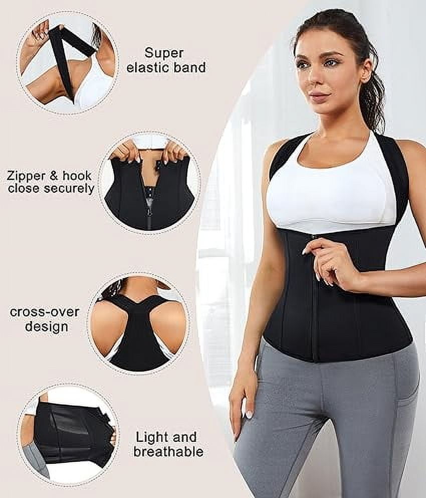 Women Back Braces Posture Corrector Waist Trainer Vest Tummy Control Body Shapers for Spinal Neck Shoulder and Upper Back Support (M, Black)